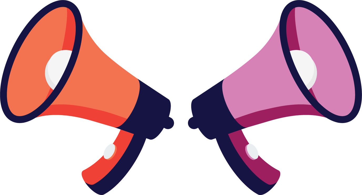 Illustration of two megaphones