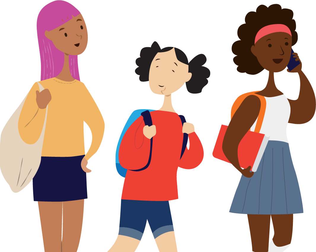 Illustration of three young women