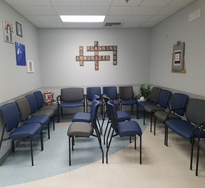 Carson City waiting room after improvement. Clean, streamlined waiting room.